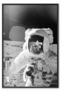Poster: Lavoro da astronauta - in bianco e nero del primo uomo sulla Luna