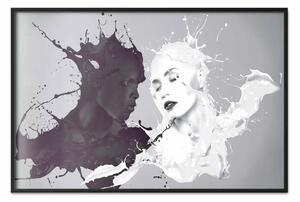 Poster: Opposti - amore astratto in bianco e nero tra donna e uomo