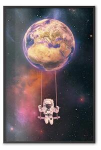 Poster: Altalena cosmica - astronauta che si dondola sulla Terra