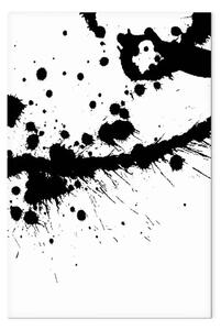 Quadro su tela Macchie astratte - modello nero intricato con macchie su sfondo bianco