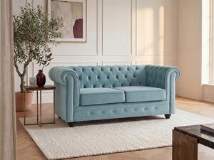 Divano 2 posti in Velluto Azzurro pastello - CHESTERFIELD