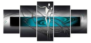 Quadro contemporaneo Tango (5 pezzi) turchese largo