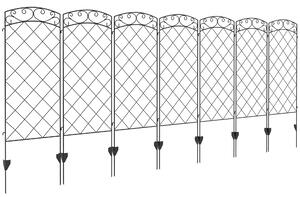 Outsunny Lot de 7 recinzioni da giardino decorative in metallo con ornamenti - 344L x 110H cm nero
