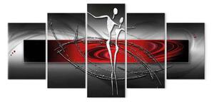Quadro moderno Tango (5 pezzi) rosso largo