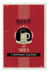 Quadro moderno Proprietà del luppolo - illustrazione di birra pop-art e scritte in inglese, decorazione ideale per cucina, sala da pranzo e ristoranti