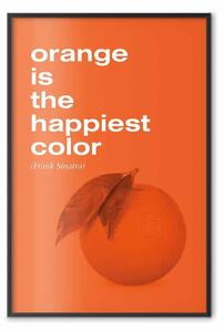 Poster: Colore felice - citazione e frutto arancia su sfondo