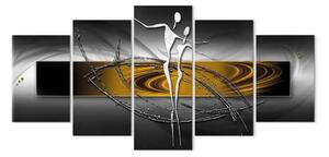 Quadro moderno Tango (5 pezzi) marrone largo