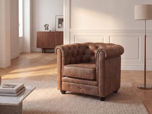 Poltrona CHESTERFIELD in microfibra aspetto cuoio invecchiato
