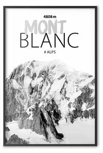 Poster: Monte Bianco - paesaggio montano bianco nero con scritte inglese