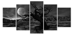 Quadro Il tempo delle tenebre (5 pezzi) largo grigio