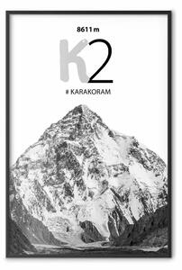 Poster: Broad Peak - paesaggio montano in bianco e nero con scritte in inglese