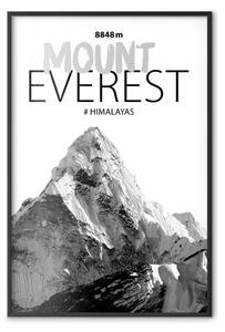 Poster: Monte Everest - paesaggio montano bianco nero con scritte inglese