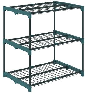 Outsunny Portavasi a 3 livelli, 72 cm alto, portavasi per interno ed esterno, scaffale in acciaio, Verde scuro | Aosom Italy