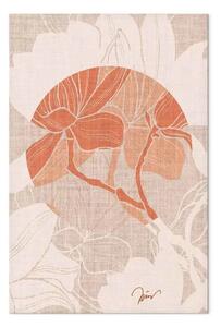 Quadro su tela Magnolia - grafica con un fiore arancione in stile japandi