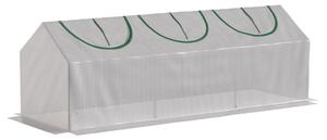 Outsunny Serra da giardino mini serra 3 finestre arrotolabili copertura in PE ad alta densità 140 g/m² 180 x 60 x 60 cm bianco | Aosom Italy