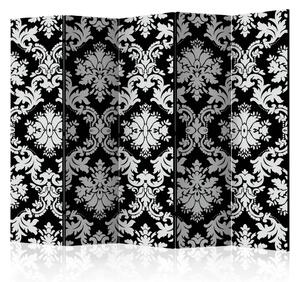 Paravento design Tocco di eleganza II - ornamenti barocchi in bianco e nero