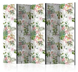 Paravento Bellissimo giardino II - motivo tropicale di fiori e foglie