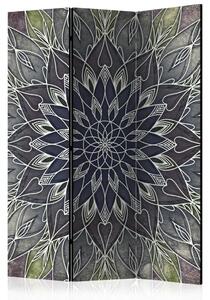 Paravento design Modello imperiale - Mandala orientale argentata in stile Zen