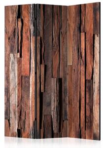 Paravento design Assi di miele - motivo di legno in tonalità calde di bronzo