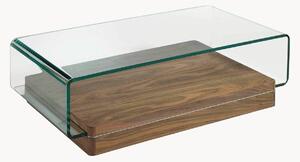 Tavolino da salotto con piano in vetro e contenitore Nemo