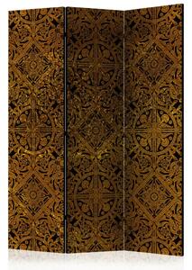 Paravento design Tesoro celtico - ornamenti etnici dorati in stile barocco