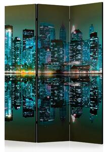 Paravento design Riflessi dorati - NYC - panorama cittadino di notte