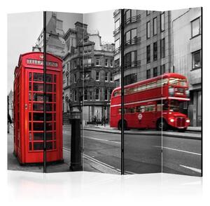 Paravento separè Icone di Londra II - autobus rosso e cabina telefonica