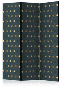 Paravento separè A pois - motivo a pois in oro e nero su sfondo scuro