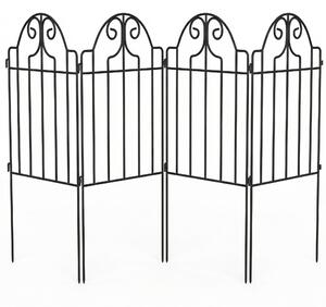 Outsunny Set di 4 Recinzioni da Giardino Metalliche 125x57 cm con Design Ad Arco Resistenti Facili da Installare per Patio Prato Nero | Aosom Italy