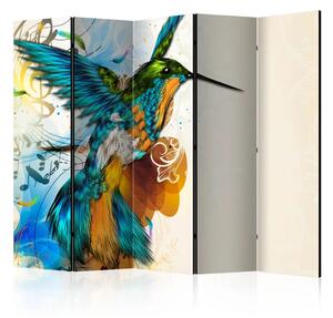 Paravento design Musica degli uccelli II - uccello colorato in natura