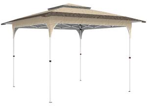 Outsunny Tenda Pieghevole 3,5x3,5 m Pop-up con Altezza Regolabile 3 Livelli Doppio Tetto Chiusura Centrale e Borsa UPF50+ Cachi | Aosom Italy