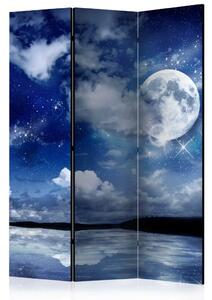 Paravento separè Notte magica - paesaggio marino sotto le stelle e la luna
