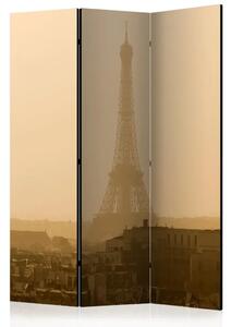Paravento design Parigi all'alba - Torre Eiffel su sfondo nebbioso