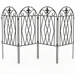 Outsunny Set di 4 Recinzioni Metalliche da Giardino 125x56 cm con Design Arcuato Resistenti Facili da Installare per Patio Prato Nero | Aosom Italy