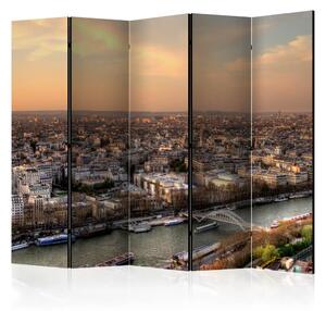 Paravento design Barche sulla Senna II - Parigi al mattino