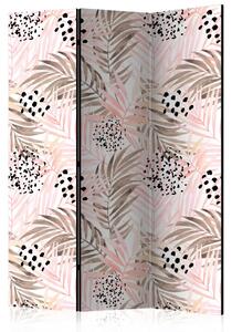 Paravento design Palme rosa - modello di foglie tropicali