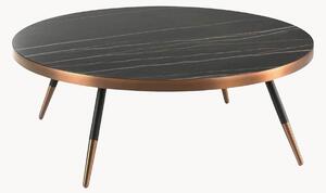 Tavolino da salotto rotondo con piano effetto marmo Circe