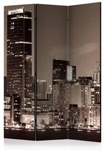 Paravento design Miami in sepia - grattacieli sotto il cielo notturno