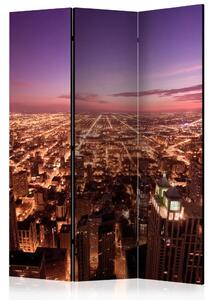 Paravento Panorama di Chicago - architettura cittadina notturna