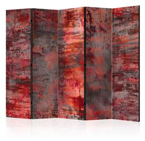 Paravento design Metallo rosso II - texture irregolare in rosso