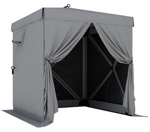 Outsunny Gazebo 1,85x1,85m Impermeabile Resistente Invernale Pop-up Pieghevole con 4 Pannelli Laterali in Mesh, UV 30+ | Aosom Italy