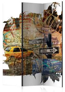 Paravento Collage di New York - collage di auto e segnaletica stradale