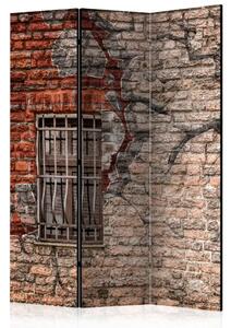 Paravento design Rompi il muro - murale artistico con texture di mattoni