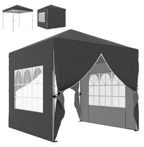 Outsunny Gazebo da giardino 2,5 x 2,5 m pop-up gazebo pieghevole regolabile in altezza protezione UPF50+ montaggio facile grigio scuro | Aosom Italy