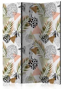 Paravento Geometria tropicale - composizione con motivo vegetale