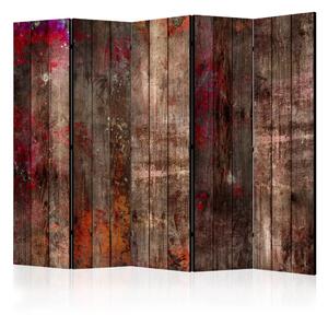 Paravento separè Legno tinto II - macchie colorate su sfondo di assi