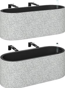 Outsunny Set da 2 Vasi Appendibili con Sistema di Drenaggio Foro e Ganci 42 x 16 x 15 cm Grigio Chiaro | Aosom Italy