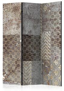 Paravento Texture geometriche - composizione nei toni del bronzo
