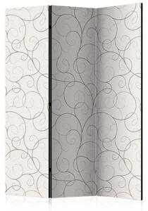 Paravento design Serpentine nere - delicati ornamenti su sfondo chiaro