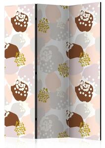 Paravento design Macchie - astrazione in marrone e beige con accenti dorati